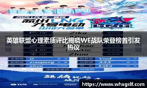 英雄联盟心理素质评比揭晓WE战队荣登榜首引发热议