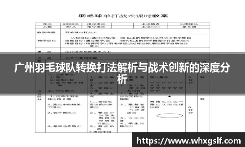 广州羽毛球队转换打法解析与战术创新的深度分析